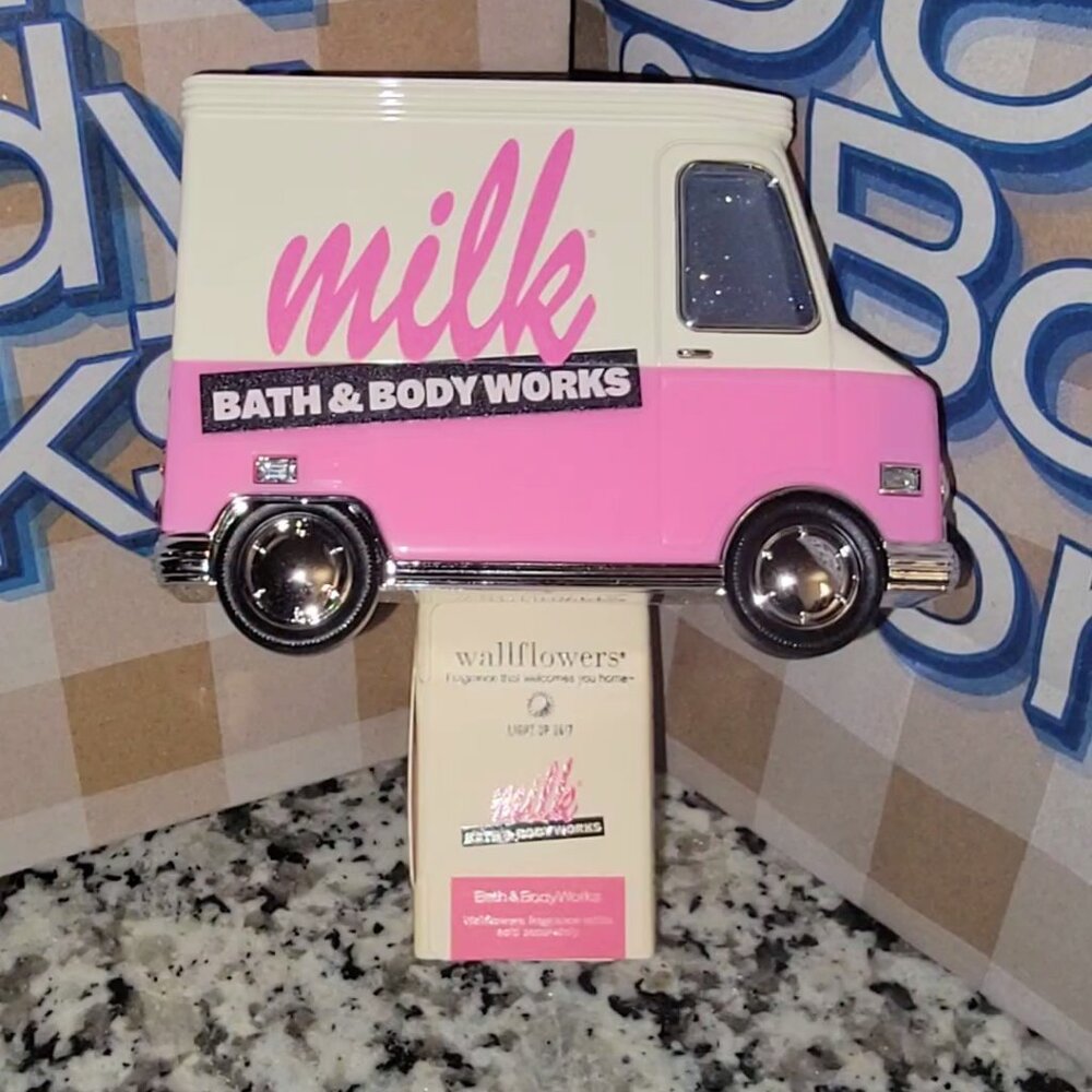 🎉 NWT BATH & BODY WORKS LIMITED EDITION MILKBAR TRUCK WALLFLOWER & BULB BUNDLE